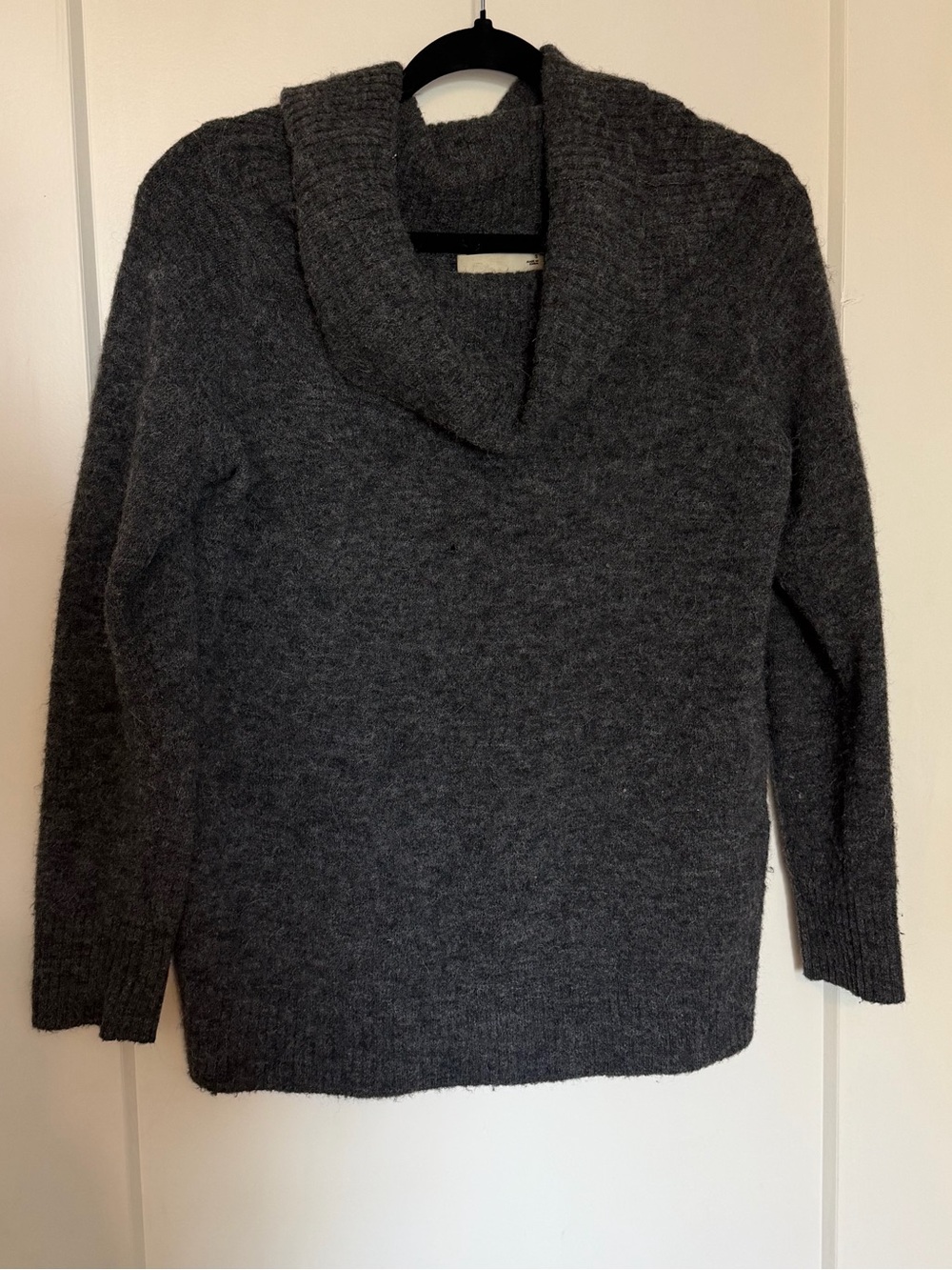 Aritzia Charcoal Shawl-Collar Turtleneck Sweater